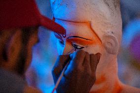 Making statue of goddess for Dashain festival in Kathmandu